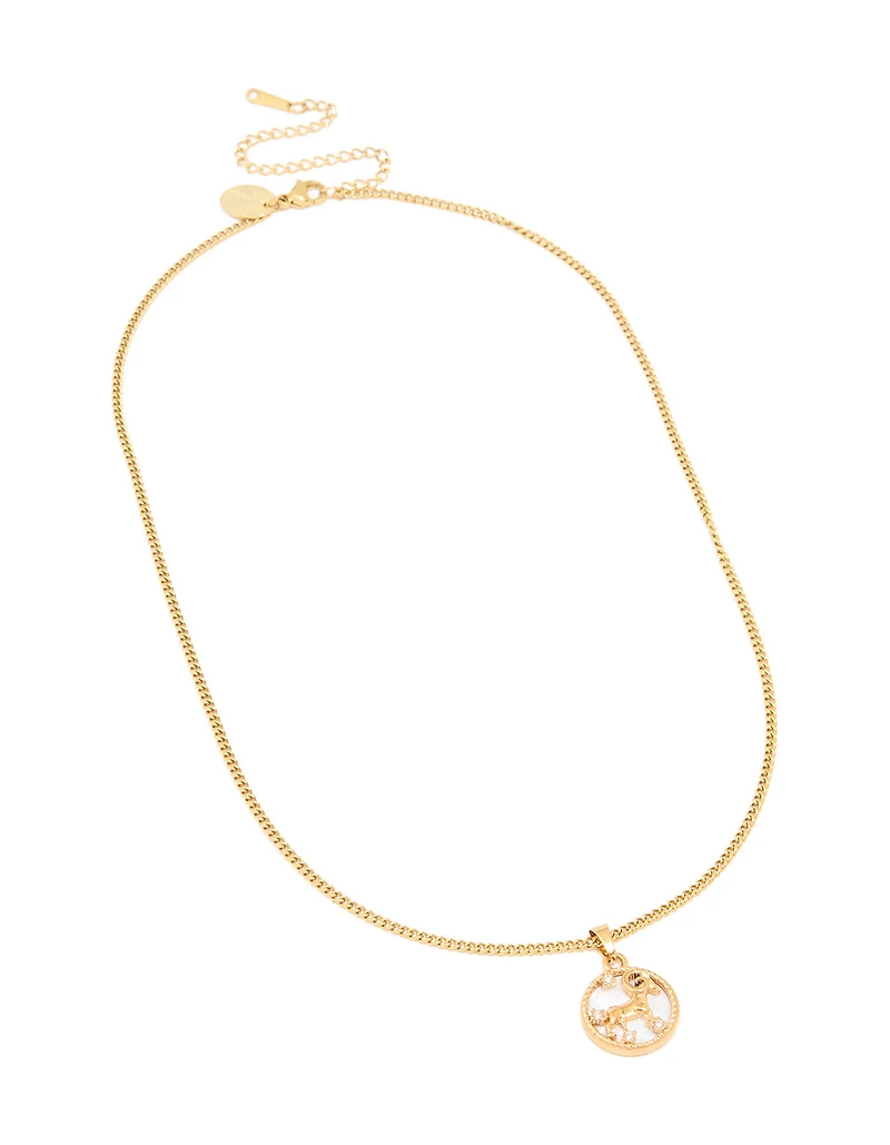 Collier étanche en acier inoxydable plaqué or Aries Circle