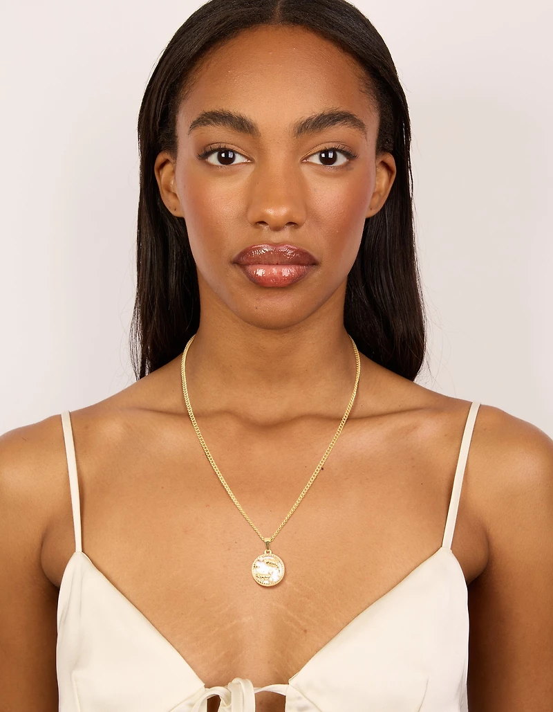 Waterproof Gold Plated Stainless Steel Pisces Circle Necklace