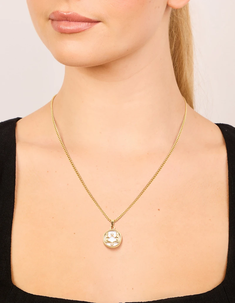 Waterproof Gold Plated Stainless Steel Circle Gemini Necklace