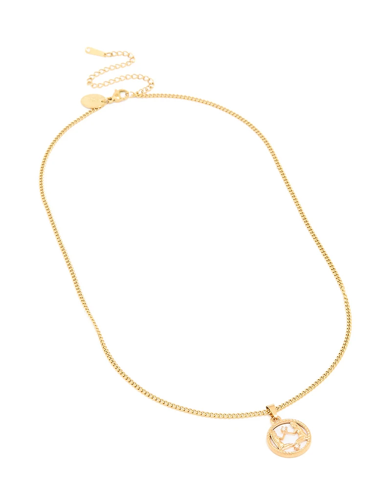 Collier imperméable en acier inoxydable plaqué or en forme de cercle Gemini