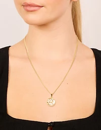 Waterproof Gold Plated Stainless Steel Circle Capricorn Zodiac Sign Necklace