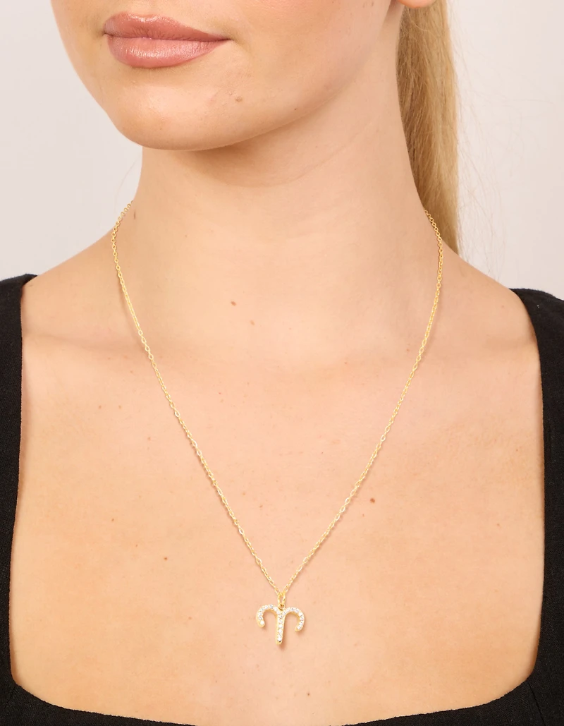 Collier du signe du signe du Bélier en zircone en acier inoxydable imperméable plaqué or