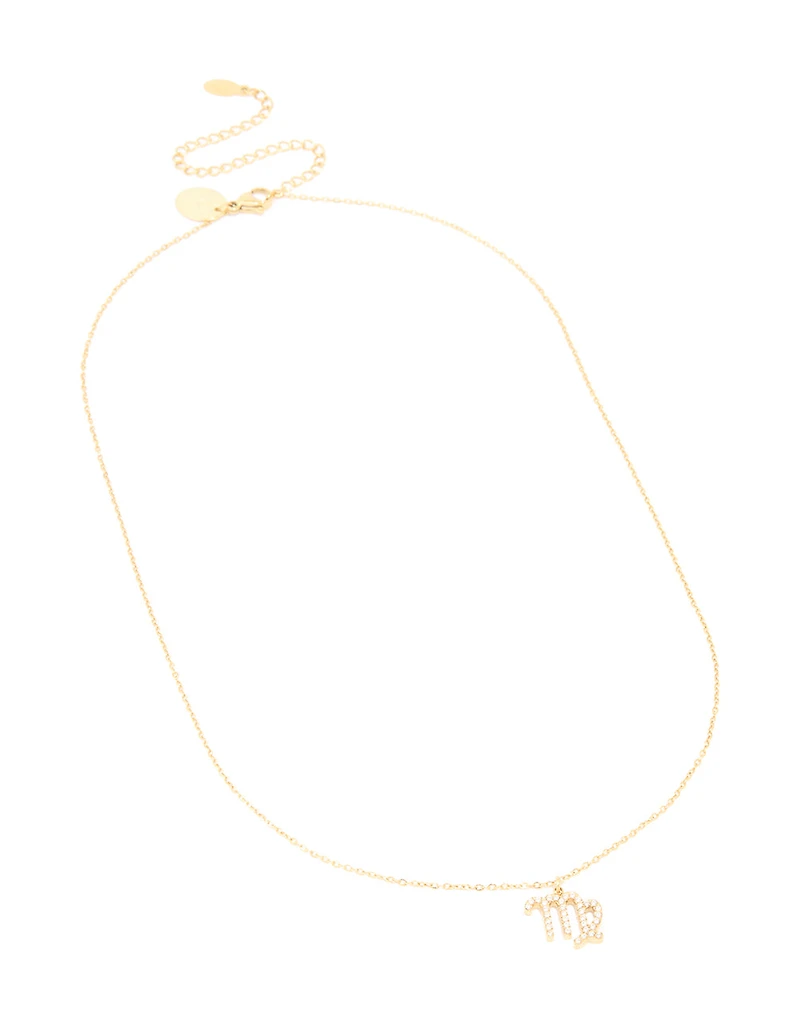 Waterproof Gold Plated Stainless Steel Cubic Zirconia Virgo Necklace