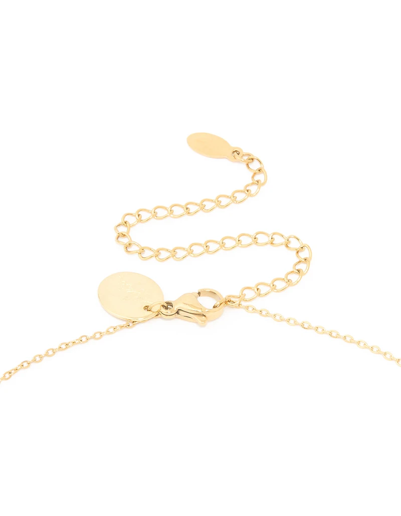 Collier cubique imperméable en acier inoxydable plaqué or en zircone Virgo