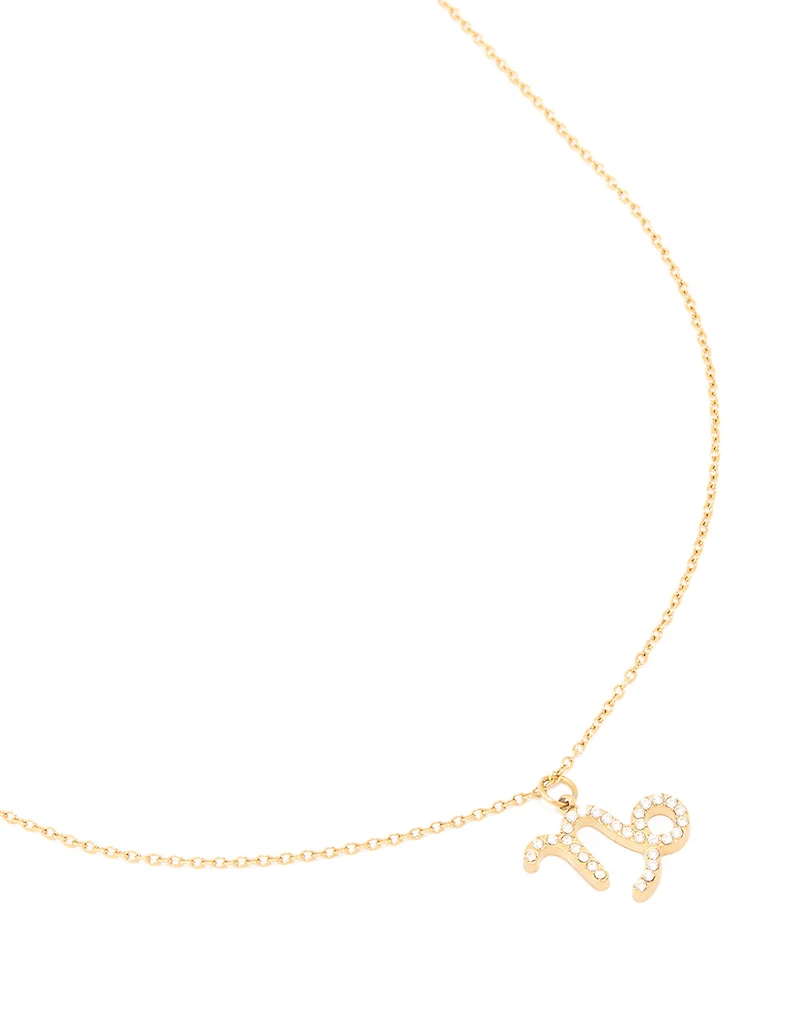 Collier inoxydable imperméable plaqué or en zircone et capricorne