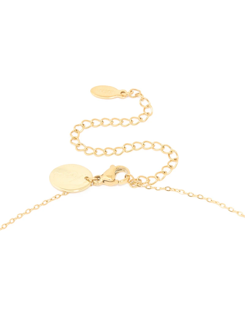 Collier cubique en zircone Leo plaqué or et imperméable en acier inoxydable