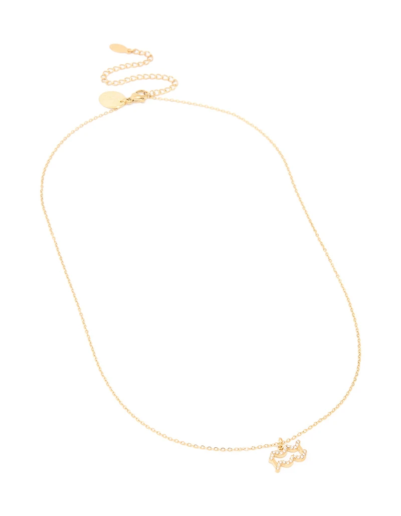 Collier cubique imperméable en acier inoxydable plaqué or en zircone et en Verseau