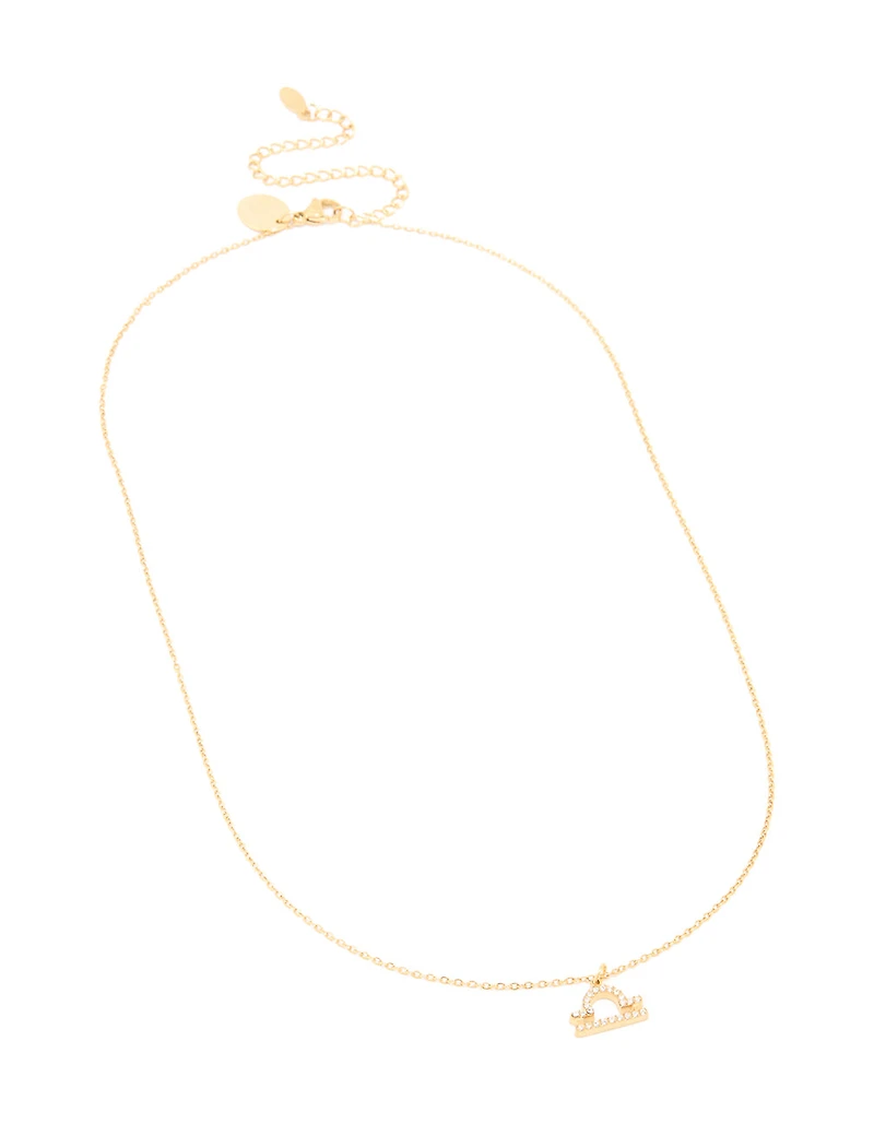 Collier cubique étanche en acier inoxydable plaqué or Zirconia Libra