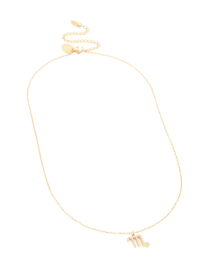 Waterproof Gold Plated Stainless Steel Cubic Zirconia Scorpio Necklace