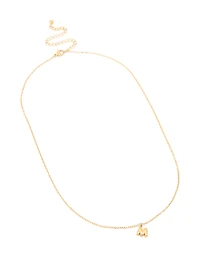 Collier mini bulle en acier inoxydable plaqué or imperméable avec la lettre M