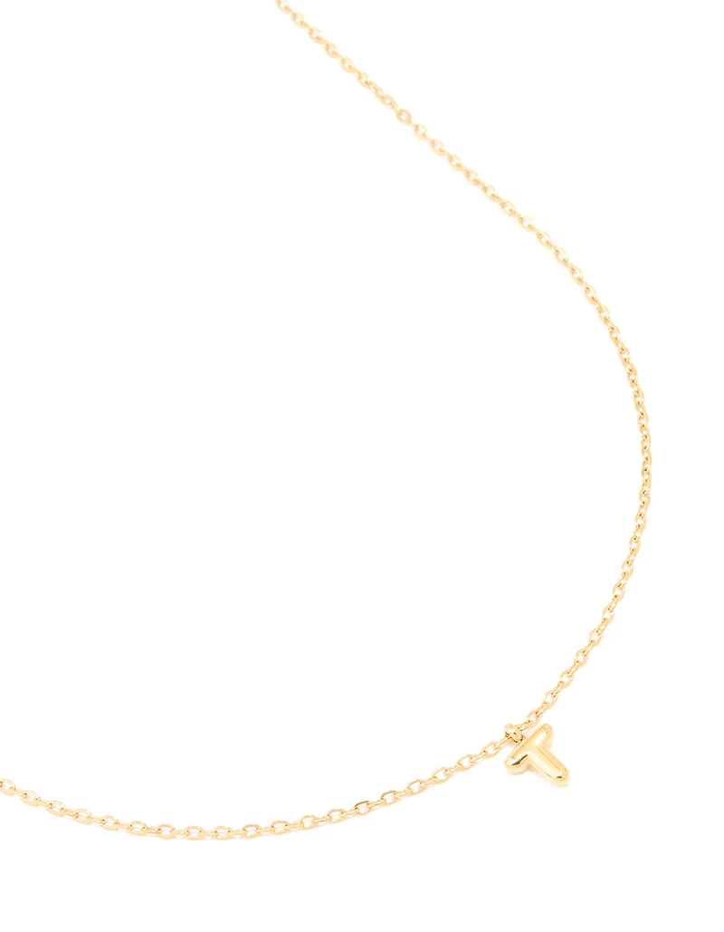 Collier imperméable en acier inoxydable plaqué or en forme de mini collier à bulles en lettres T