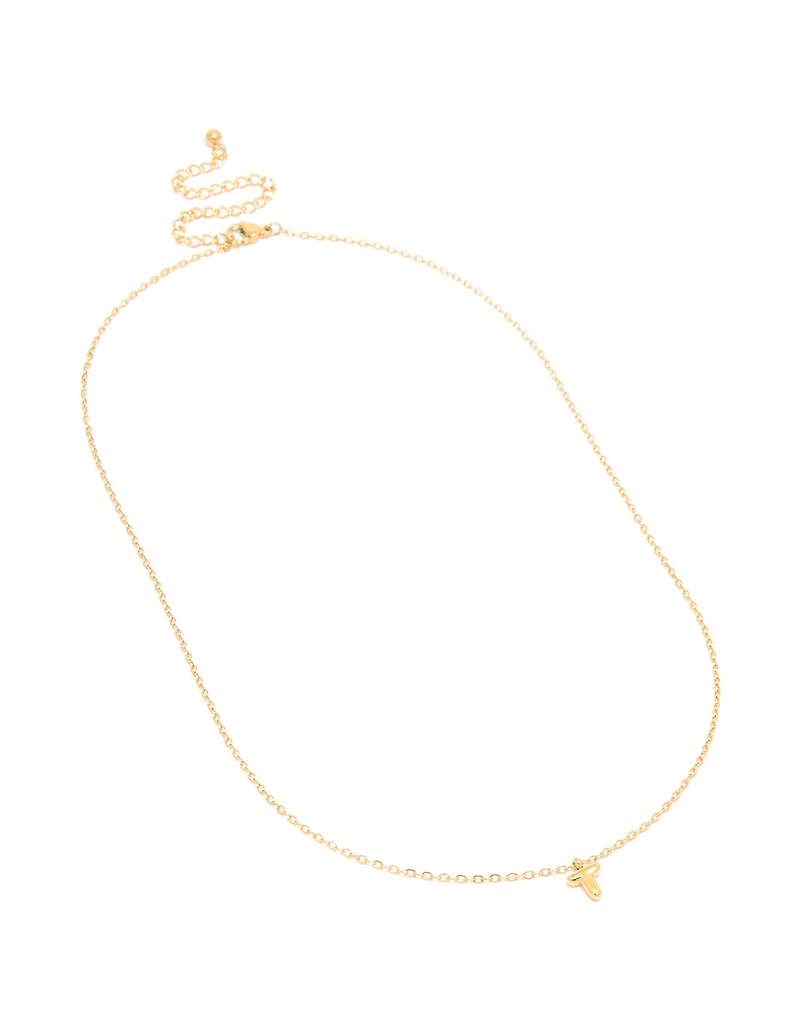 Collier imperméable en acier inoxydable plaqué or en forme de mini collier à bulles en lettres T