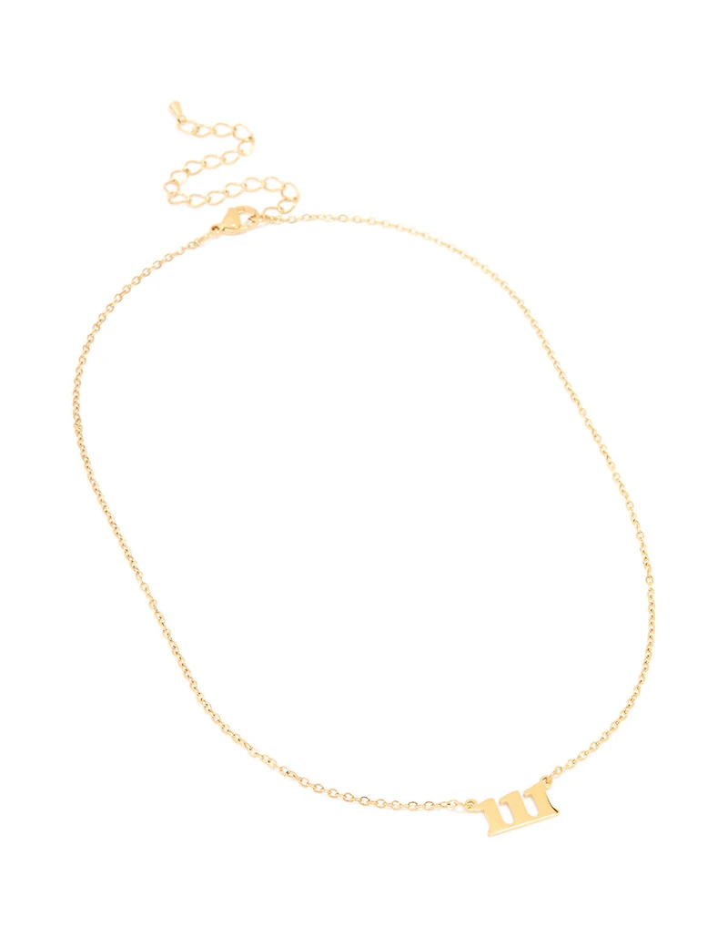 Waterproof Gold Plated Stainless Steel Angel Number 111 Necklace