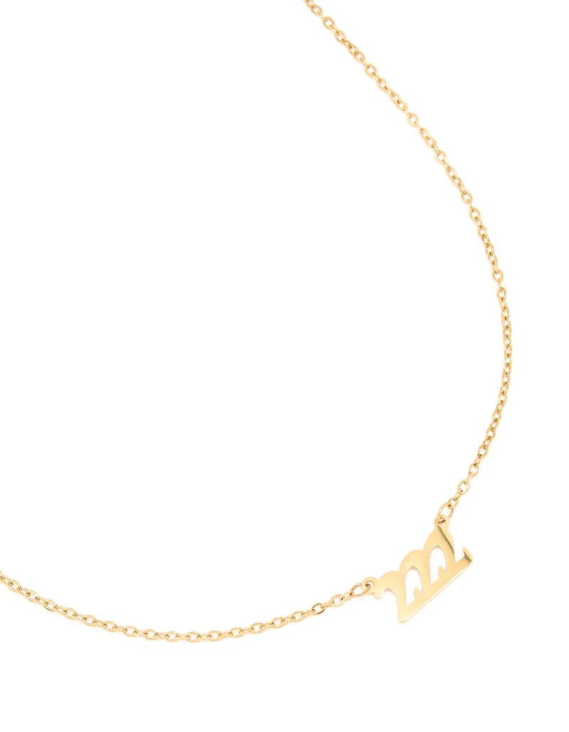 Waterproof Gold Plated Stainless Steel Angel Number 222 Necklace