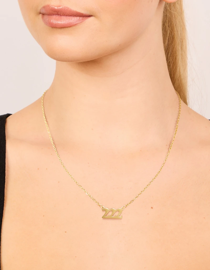 Waterproof Gold Plated Stainless Steel Angel Number 222 Necklace