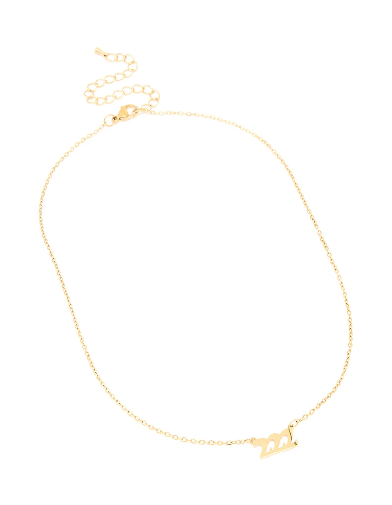 Waterproof Gold Plated Stainless Steel Angel Number 222 Necklace