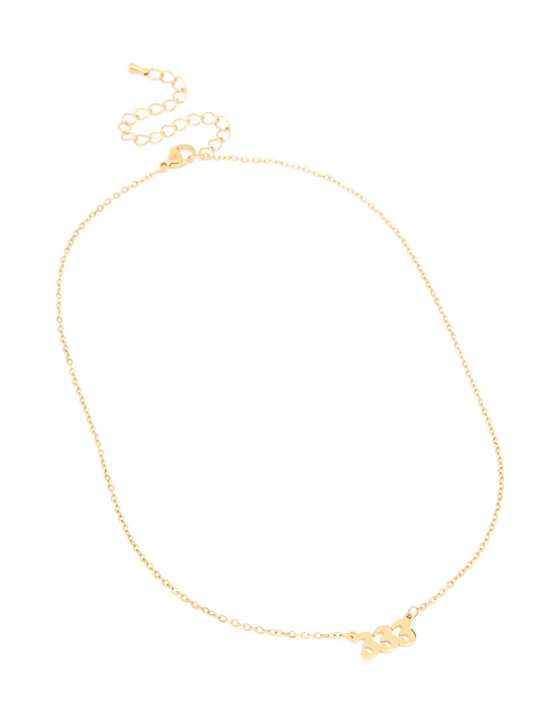 Waterproof Gold Plated Stainless Steel Angel Number 333 Necklace