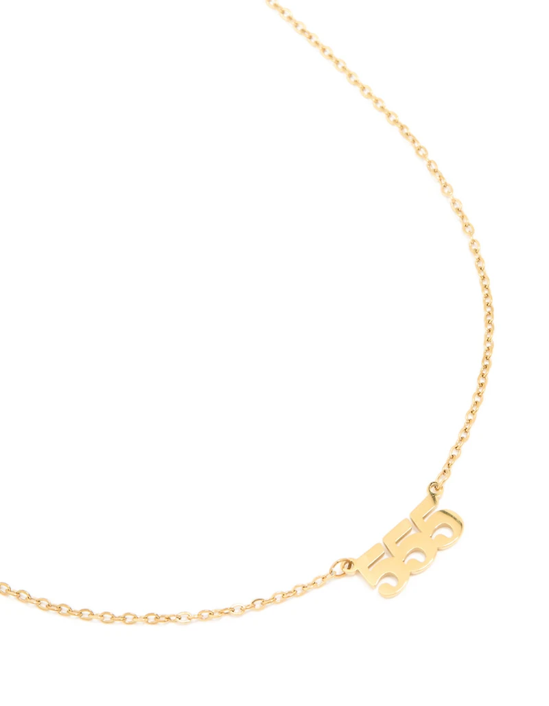 Waterproof Gold Plated Stainless Steel Angel Number 555 Necklace