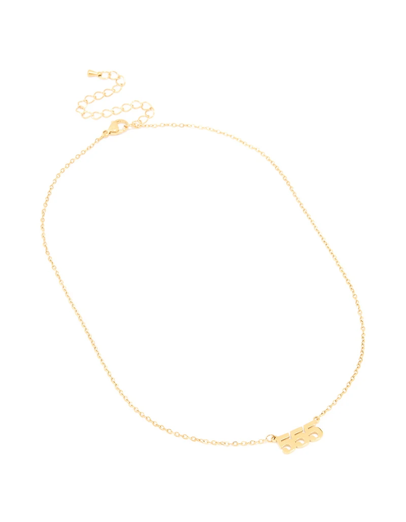 Waterproof Gold Plated Stainless Steel Angel Number 555 Necklace
