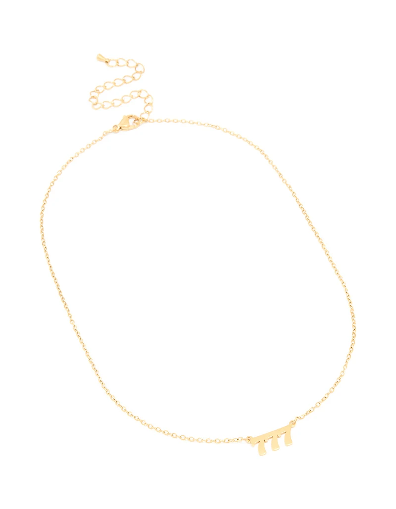 Waterproof Gold Plated Stainless Steel Angel Number 777 Necklace