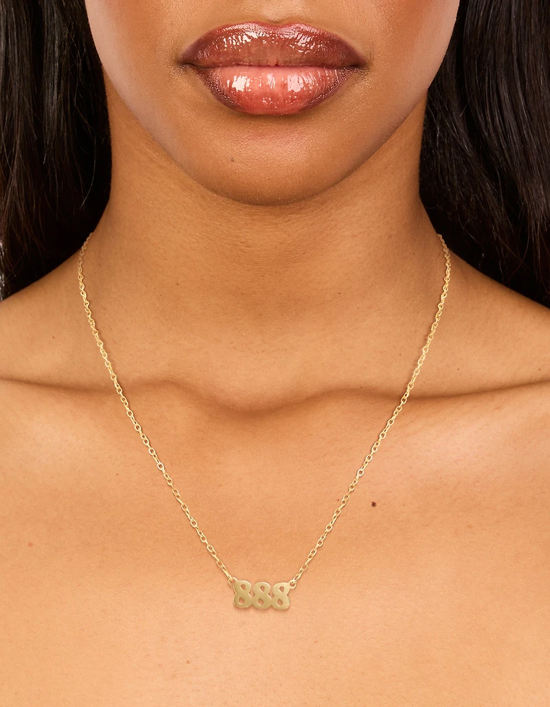 Waterproof Gold Plated Stainless Steel Angel Number 888 Necklace