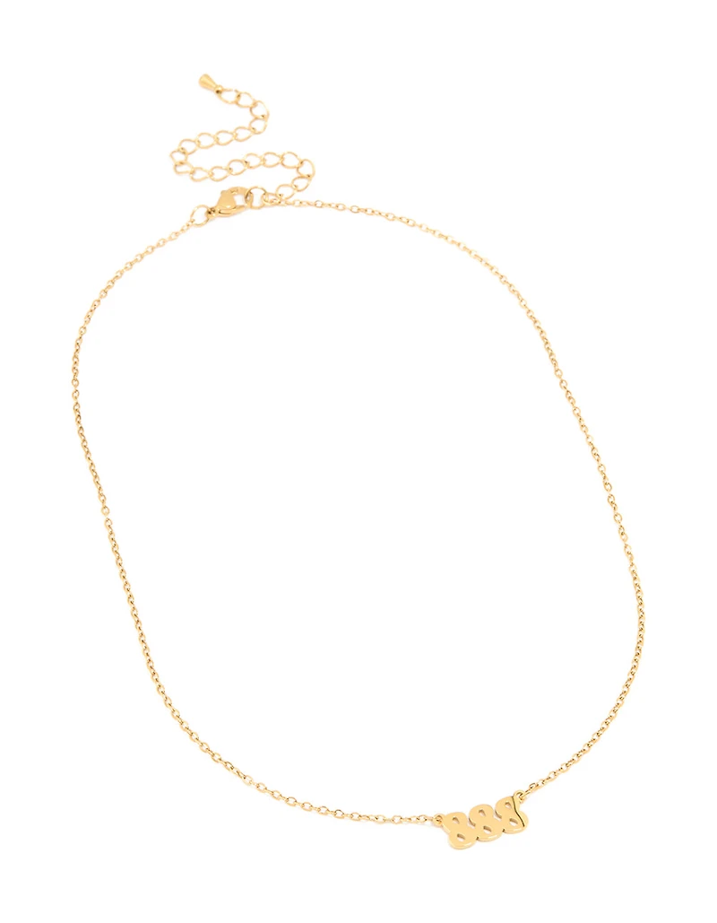 Waterproof Gold Plated Stainless Steel Angel Number 888 Necklace