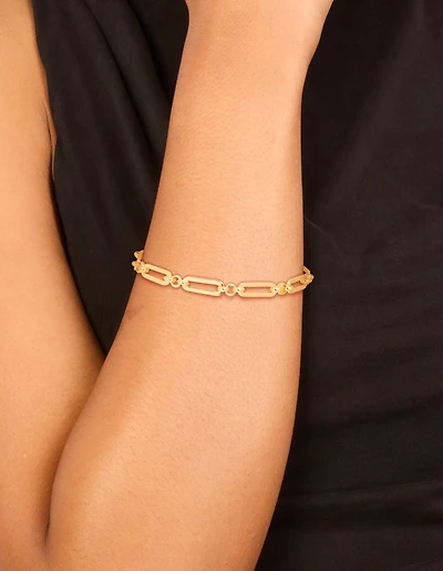 Bracelet ovale ouvert en acier inoxydable plaqué or imperméable