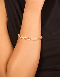 Bracelet ovale ouvert en acier inoxydable plaqué or imperméable