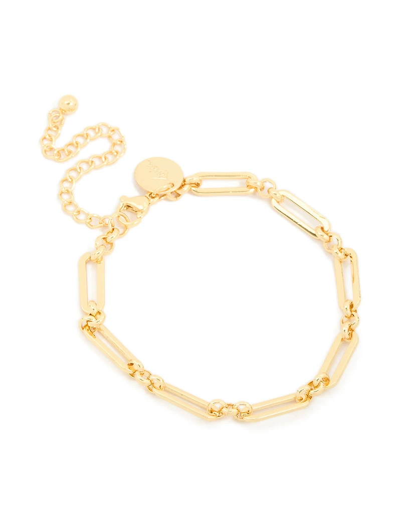 Bracelet ovale ouvert en acier inoxydable plaqué or imperméable