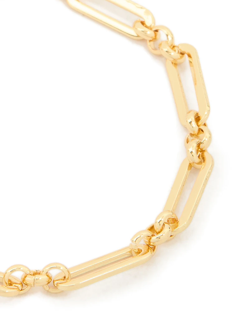 Bracelet ovale ouvert en acier inoxydable plaqué or imperméable