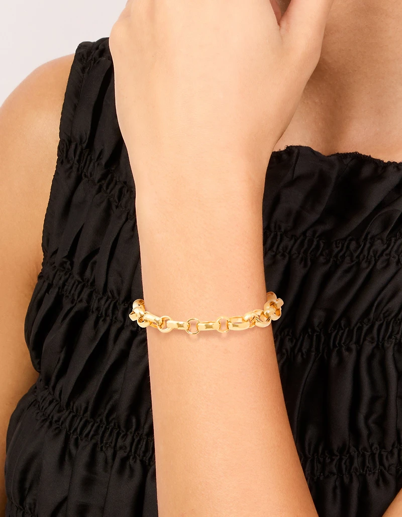 Bracelet chaîne imperméable en acier inoxydable plaqué or