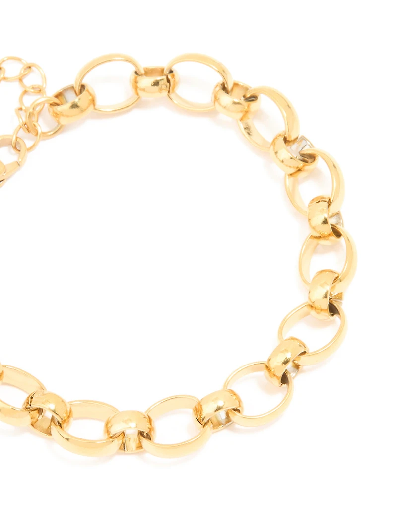 Waterproof Gold Plated Stainless Steel Interlocking Chain Bracelet