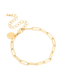 Waterproof Gold Plated Stainless Steel Open Oval Link Chain Bracelet