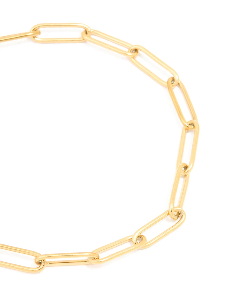 Waterproof Gold Plated Stainless Steel Open Oval Link Chain Bracelet