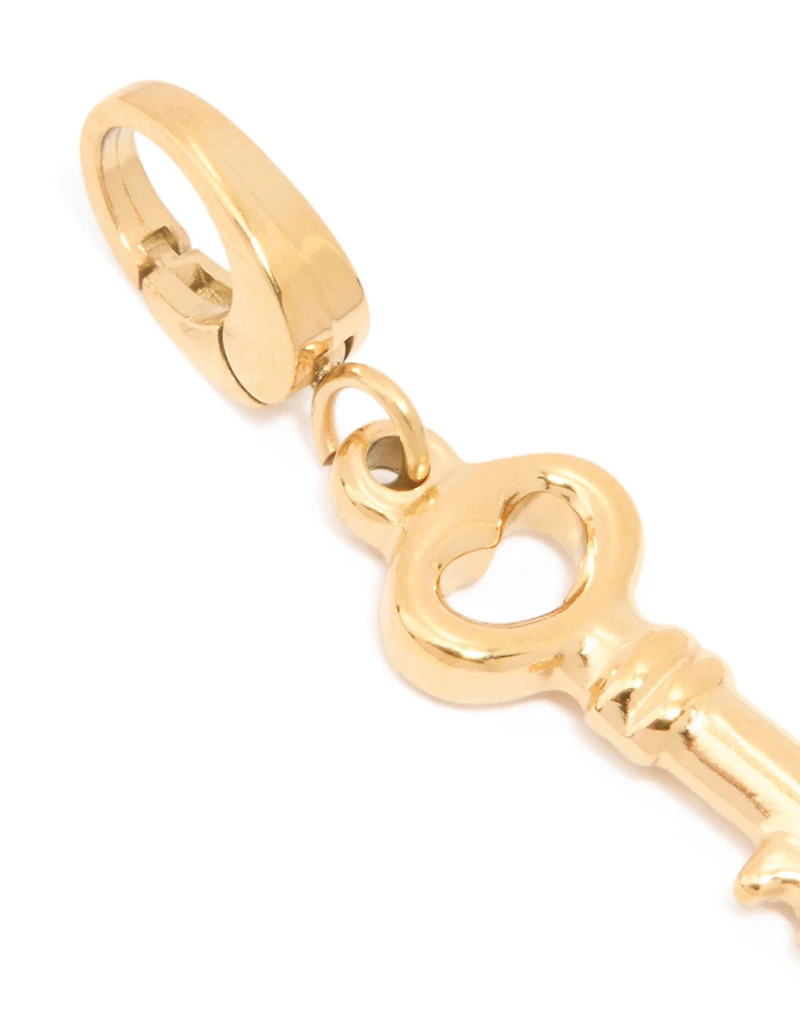 Waterproof Gold Plated Stainless Steel Key Charm