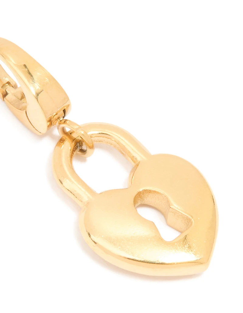 Waterproof Gold Plated Stainless Steel Heart Lock Charm