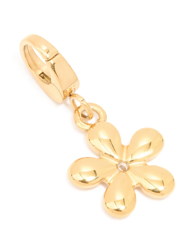 Waterproof Gold Plated Stainless Steel Flower Diamante Charm