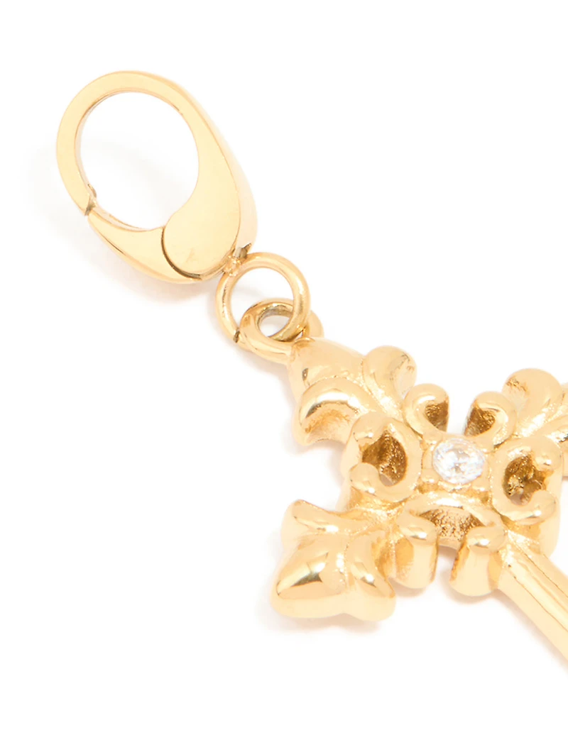 Waterproof Gold Plated Stainless Steel Cross Charm