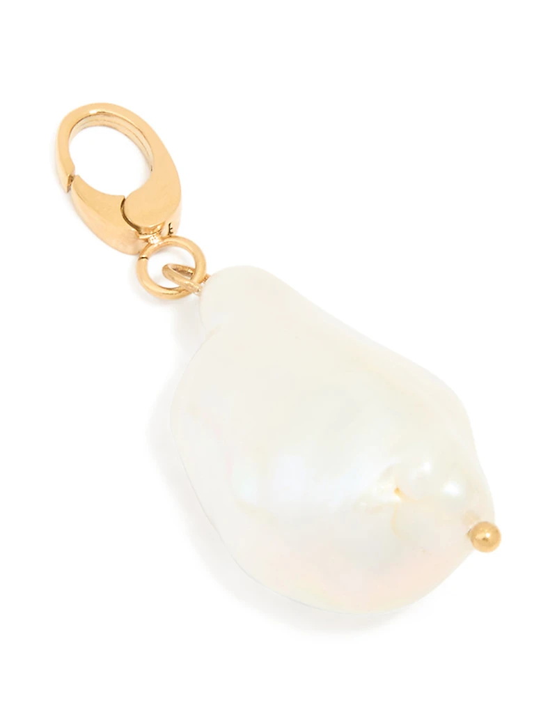 Waterproof Gold Plated Stainless Steel Freshwater Pearl Charm