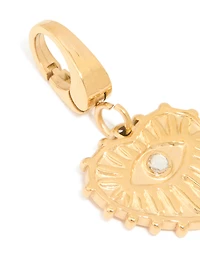 Waterproof Gold Plated Stainless Steel Heart & Evil Eye Charm