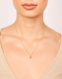 Collier mini-bulle en acier inoxydable plaqué or imperméable avec une lettre K