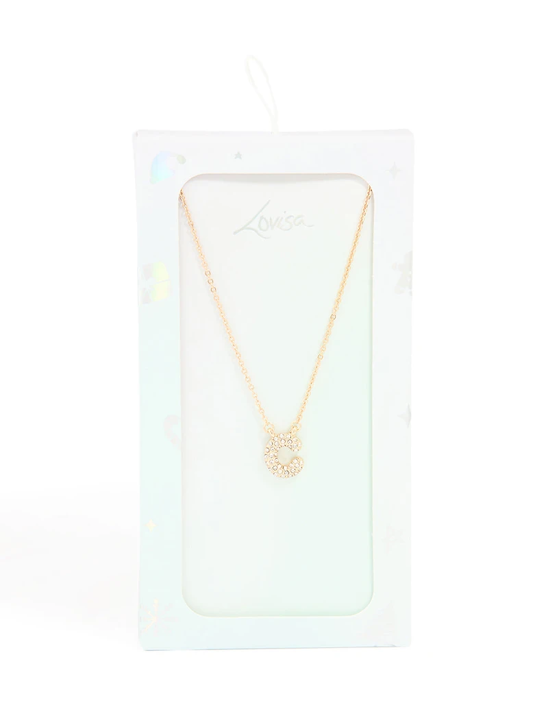 Collier cubique en zircone doré pour enfants avec la lettre C