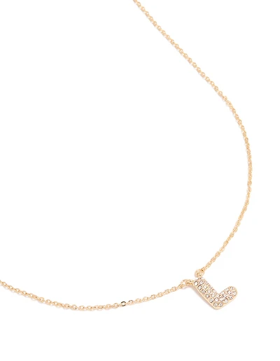 Collier cubique en zirconie en or pour enfants avec la lettre L