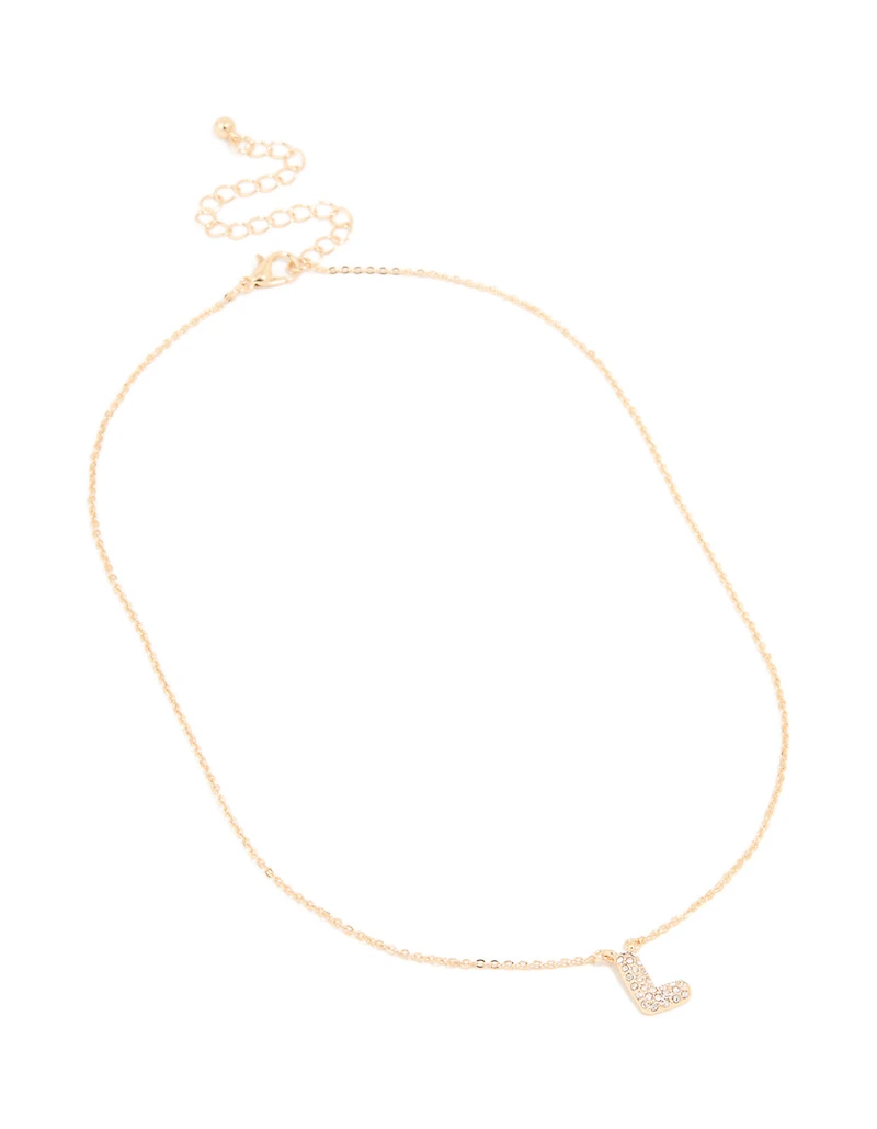 Collier cubique en zirconie en or pour enfants avec la lettre L