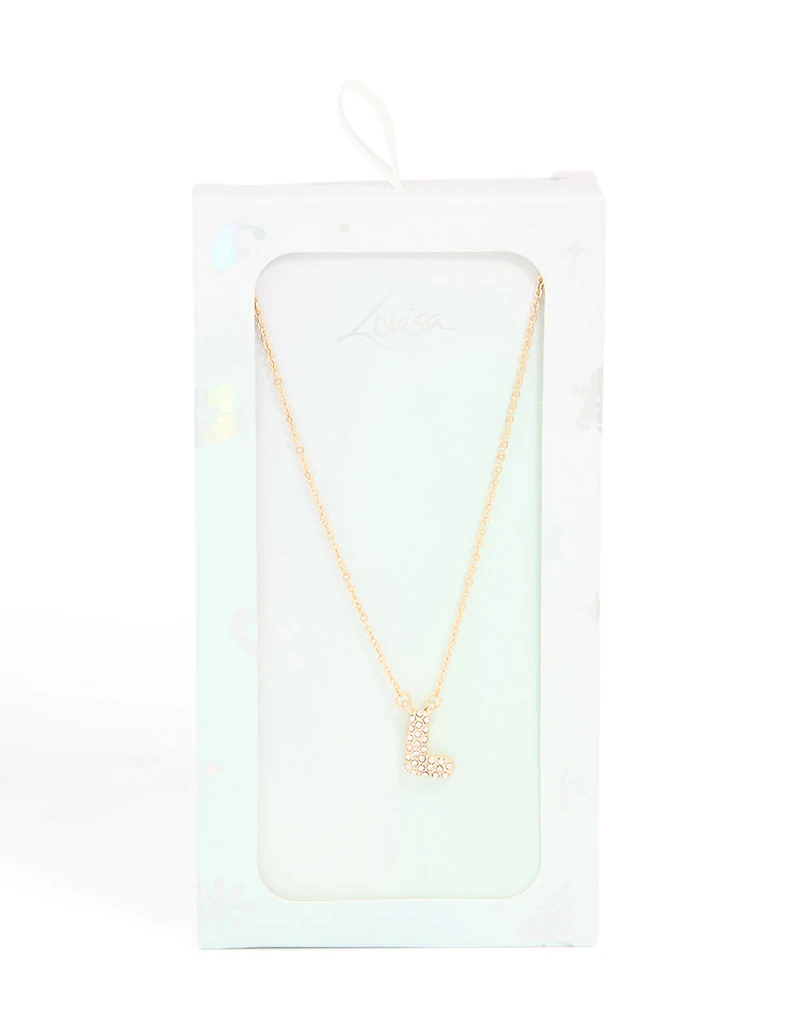 Collier cubique en zirconie en or pour enfants avec la lettre L