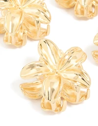 Gold Mini Frangipani Flower Claw Clips 4-Pack