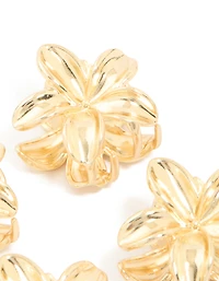 Gold Mini Frangipani Flower Claw Clips 4-Pack