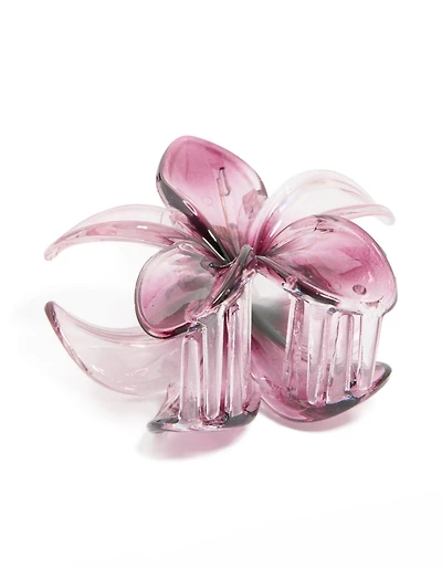 Dark Purple Ombre Frangipani Flower Claw Clip