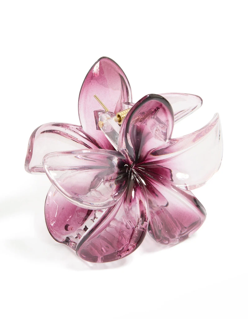 Dark Purple Ombre Frangipani Flower Claw Clip