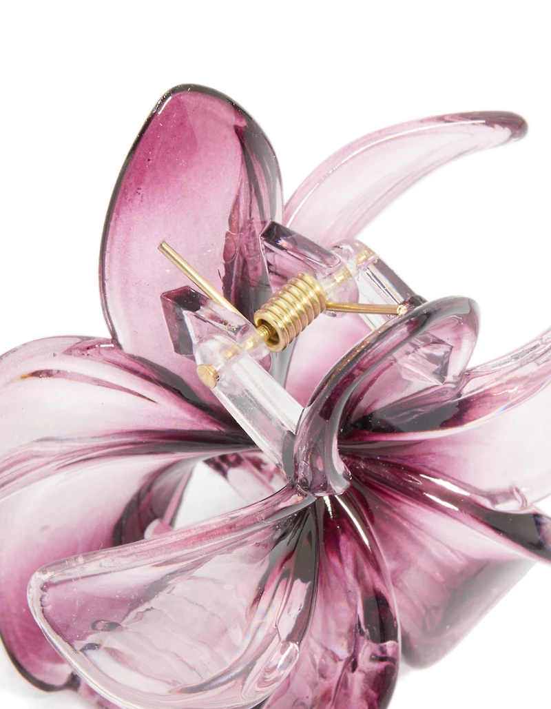 Dark Purple Ombre Frangipani Flower Claw Clip